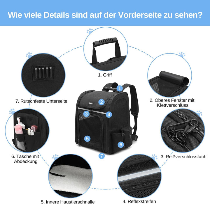 Erweiterbar Katzenrucksack mit Netzfenster, Tragbare und Faltbare Haustier Rucksack mit Innerer Sich
