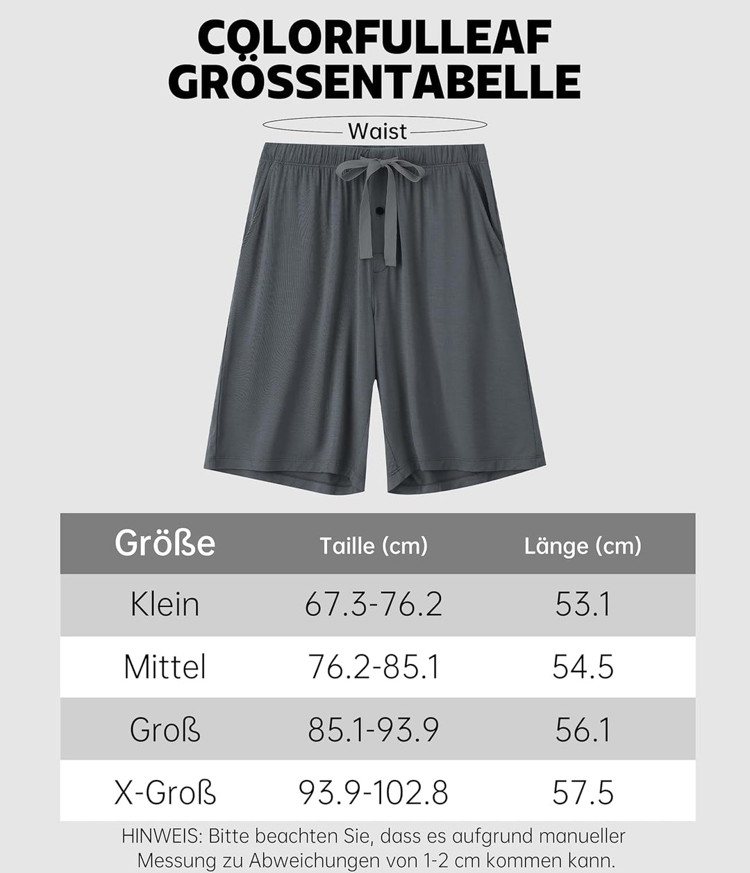 COLORFULLEAF 2er/3er Pack Schlafanzughose Herren Kurz Bambus Pyjamahose Schlafhose Weich Sommer Frei