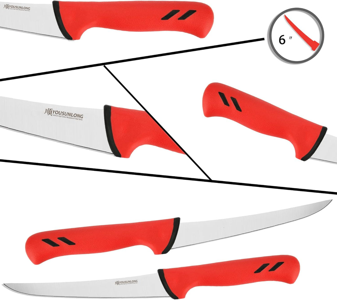 YOUSUNLONG Filetiermesser - Ausbeinmesser 152mm - Flexibles Verarbeitungsmesser mit gebogener Klinge