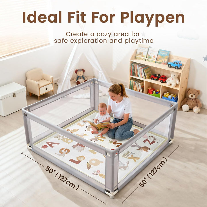 Teppich Krabbelmatte Baby 127x127x3cm, Spielmatte Krabbeldecke Turnmatte Spielteppich für Baby Kinde
