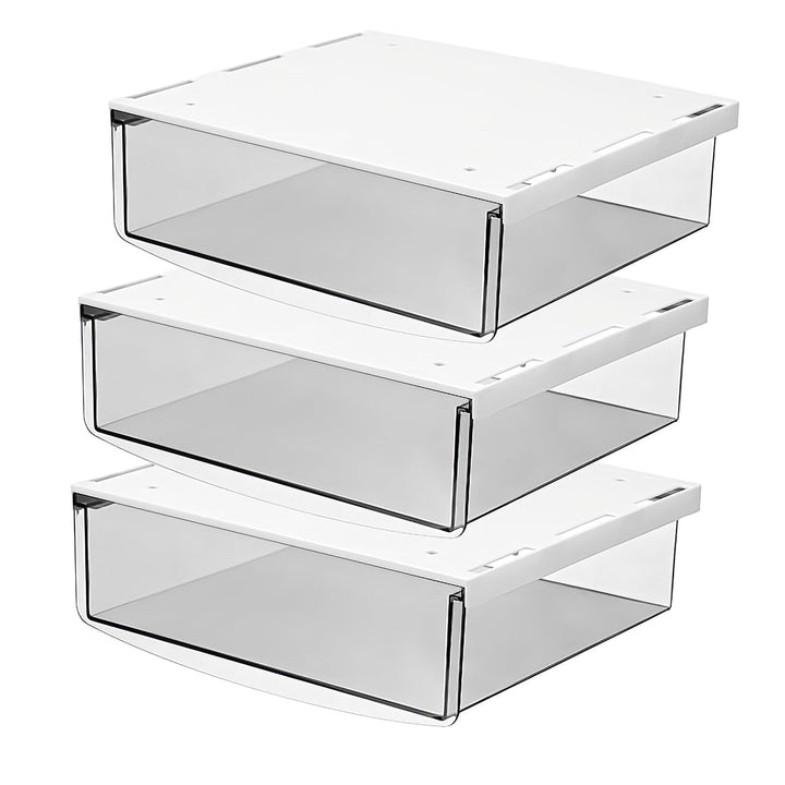 TUKA 3X 3,5L Unterschreibtisch-Schubladen 24x21x8cm, Selbstklebende Schubladen, Versteckte Unterbaus