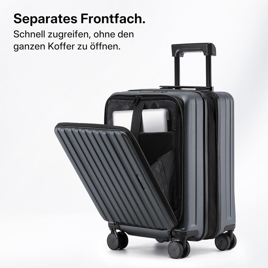 Münicase Hartschalen-Kofferset 3-teilig, Expandierbar, Businessgrey | 3 Grössen M/L/XL, Oberseiten-Ö