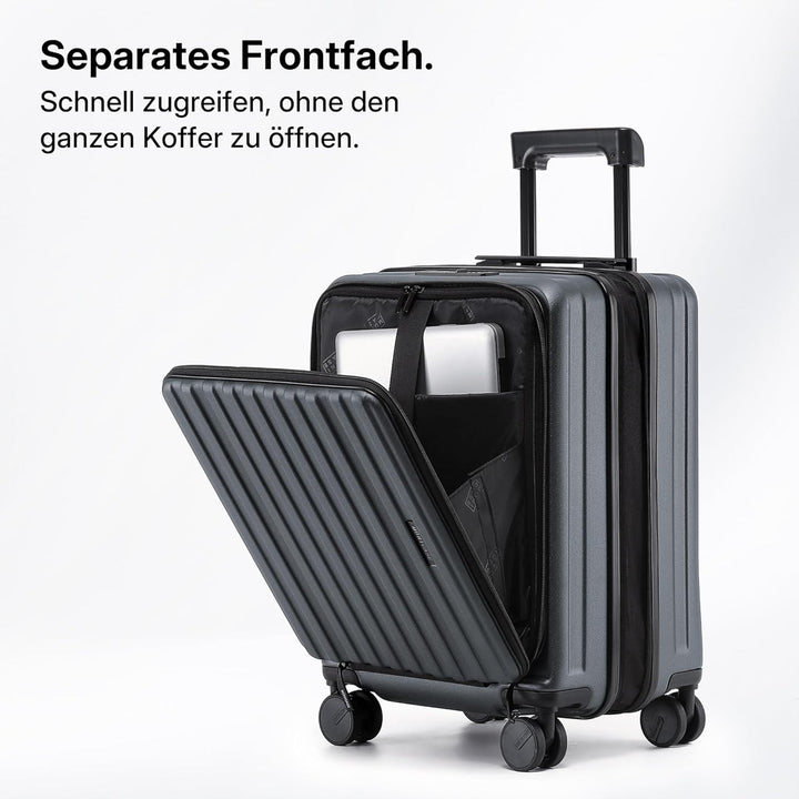 Münicase Hartschalen-Kofferset 3-teilig, Expandierbar, Businessgrey | 3 Grössen M/L/XL, Oberseiten-Ö