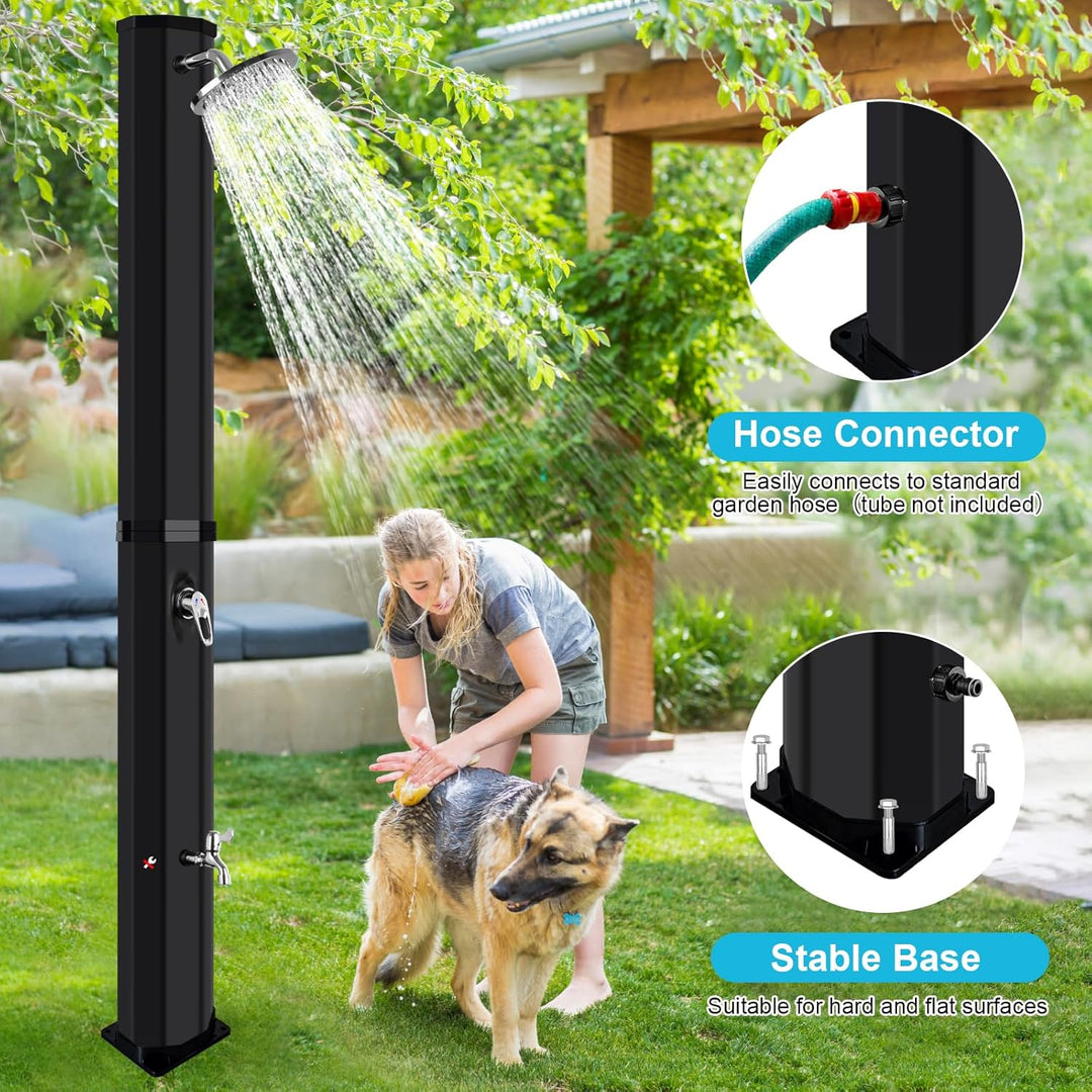 Solardusche 60 Liter Solardusche Garten Gartendusche Aussendusche mit Drehbarem Regenduschkopf und W