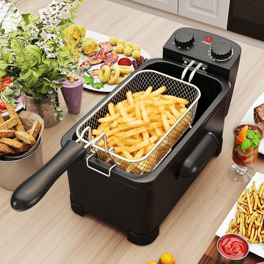 COSTWAY Fritteuse 3L, 2000 W Friteuse mit Öl, Fettfriteuse mit einstellbarem Thermostat 150-190℃ & T