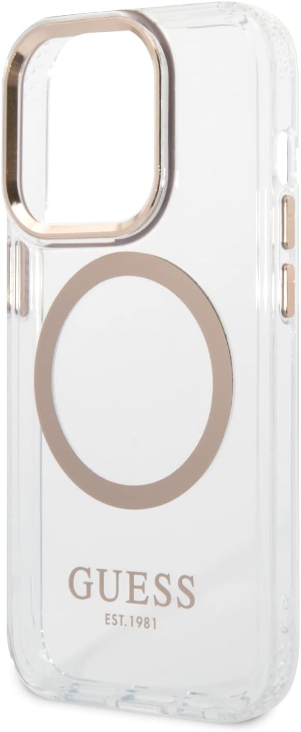 Guess GUHMP14XHTRMD Hülle für iPhone 14 Pro Max 6,7" Gold/Gold Hard case Metal Outline