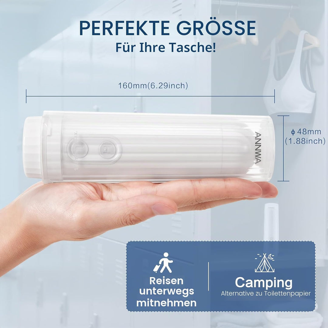 Tragbares Bidet-Sprühgerät für unterwegs, 140 ml Düse, 180° Anpassung, IPX6, Hand-Bidet für persönli