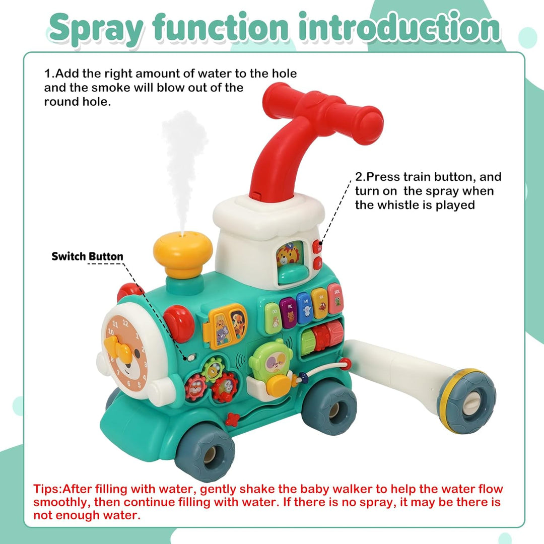 3-in-1 Baby Lauflernwagen, Multifunktionales Lauflernhilfe mit 10+ Pädagogischen Spielmodi, Licht &