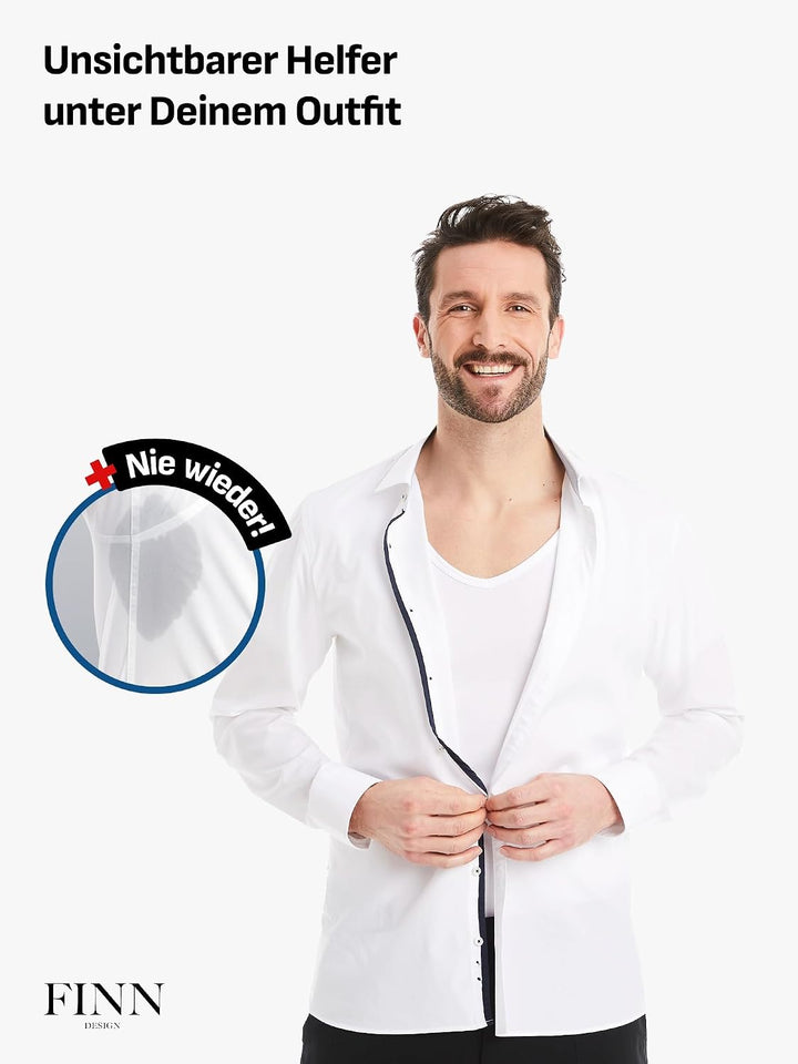 FINN Anti-Schweiss Shirt Herren mit V-Ausschnitt und integrierten Achselpads gegen Starkes Schwitzen