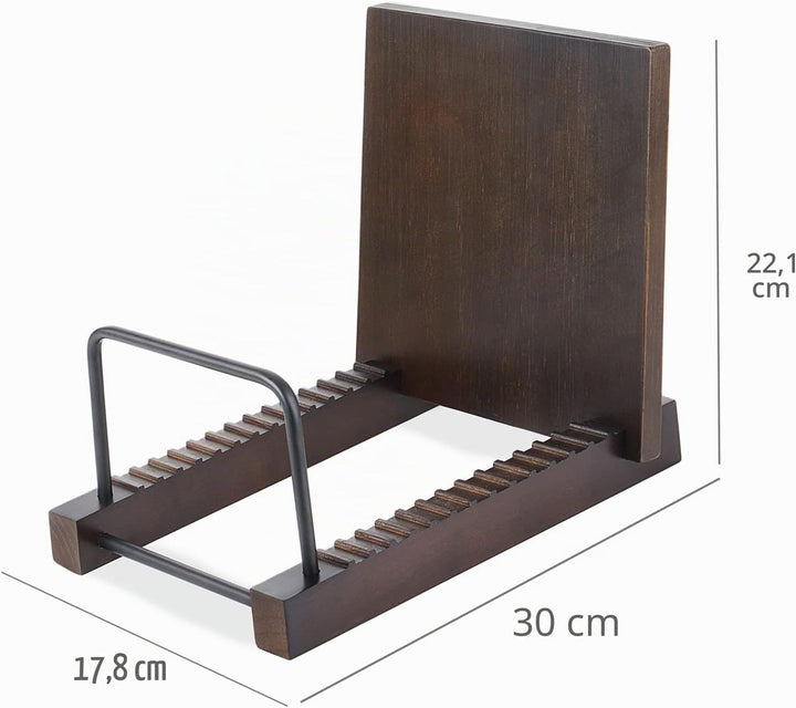 Mkono Vinyl Aufzeichnung Aufbewahrungshalter Massivholz Ständer mit schwarzem Metall Rack Modern Alb