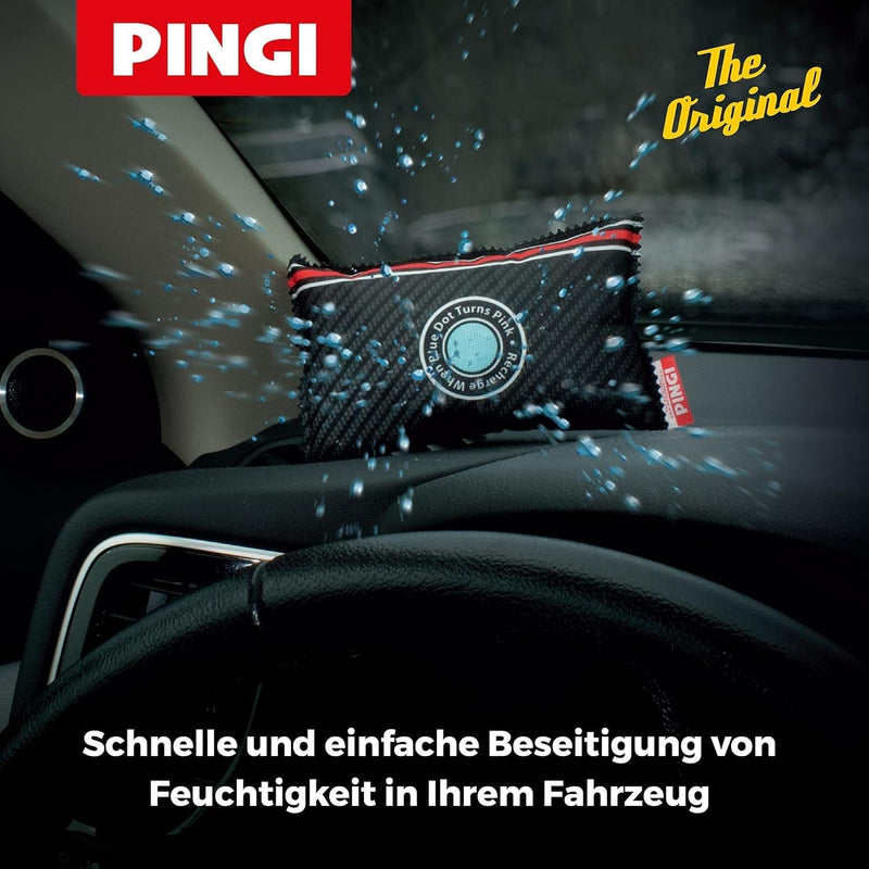 PINGI Car Dehumidifier Bag 4x 350g | Absorbs Moisture, Damp, & Condensation on Windscreens & Car Int