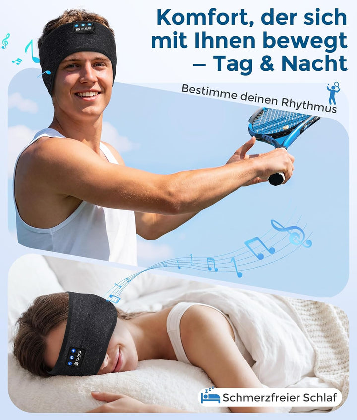 Schlafkopfhörer Bluetooth, Kopfhörer Schlafen, Schlaf Stirnband Kopfhörer Headband Schlafmaske, Spor