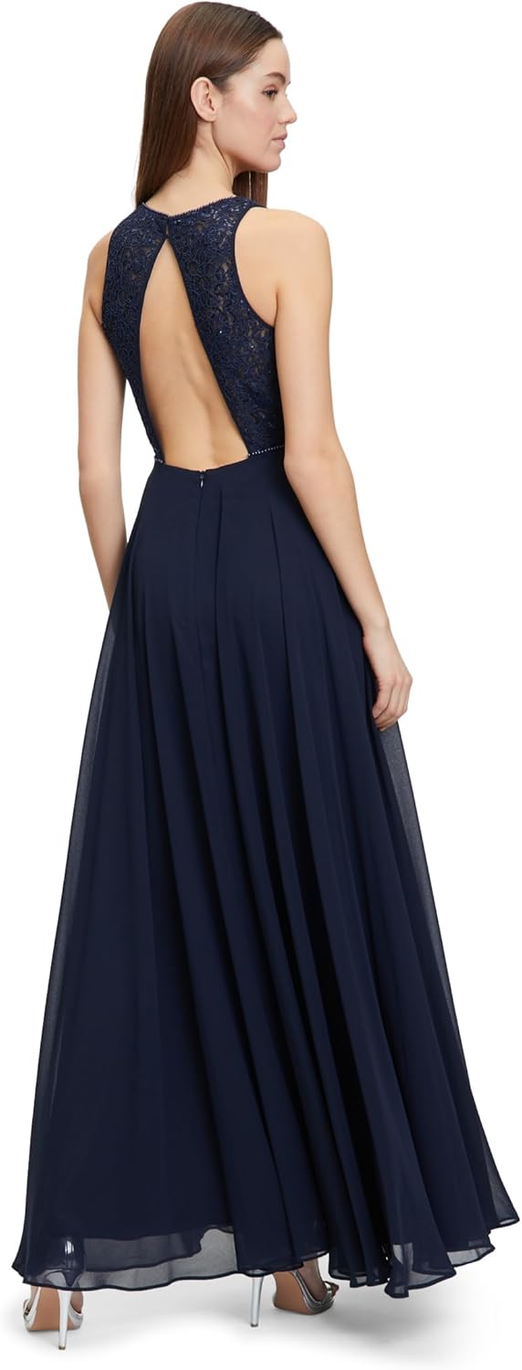 Vera Mont Damen Abendkleid mit Pailletten 36 Blau, 36 Blau