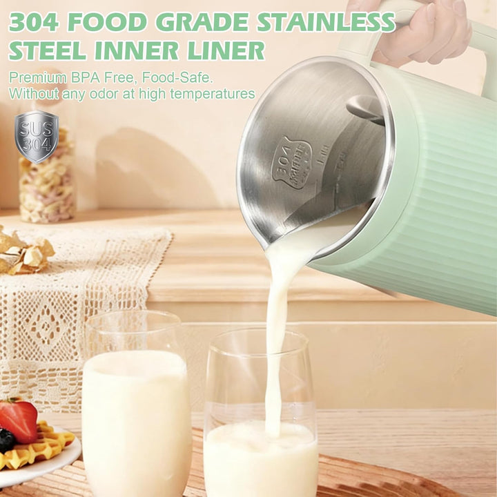Nussmilchmaschine 8-in-1, 1200ml Automatische Sojamilch Maschine, Pflanzenmilchbereiter mit 12 Kling