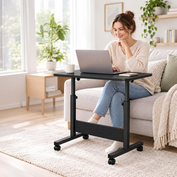 Relaxdays Laptoptisch höhenverstellbar, 67-90 cm, schwarz, Schwarz