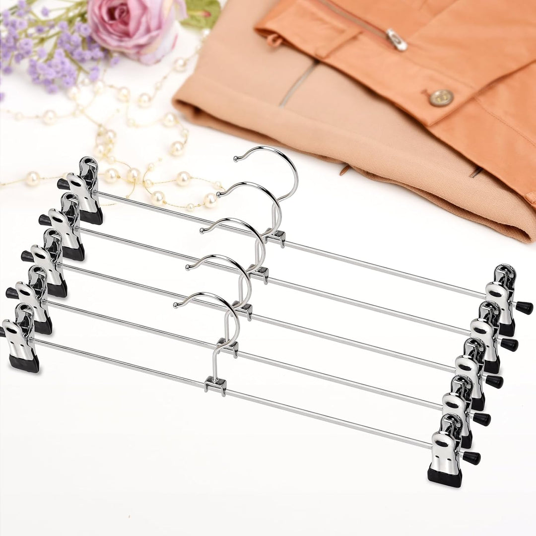 Amber Home 20 Stück 40cm Chrom Eisen Kleiderbügel, Silber Metall Hosenbügel Aufhänger für Hosen Shor