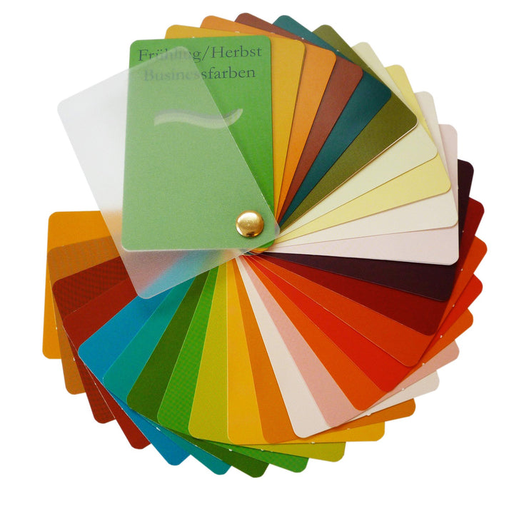 Farbpass Business Frühling/Herbst Mischtyp (warm Spring/Autumn) als Fächer mit 34 typgechten Farben