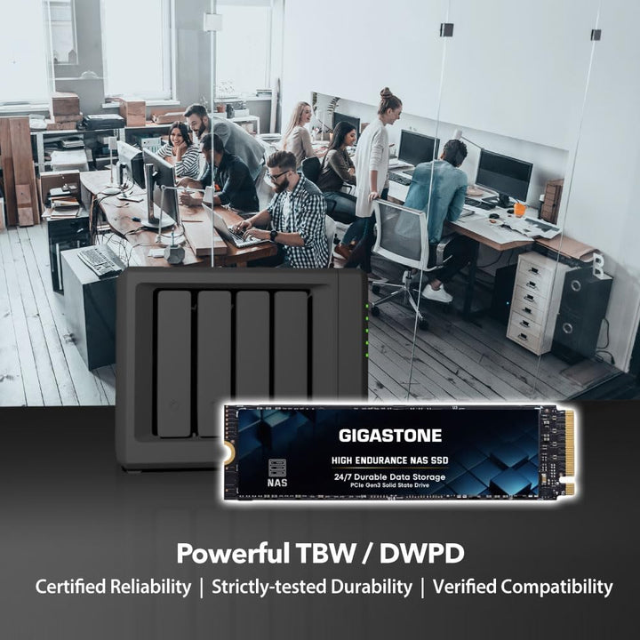 Gigastone SSD 500 GB M.2 NAS SSD 24/7 High Endurance Cache für Network Attached Storage Business Dat