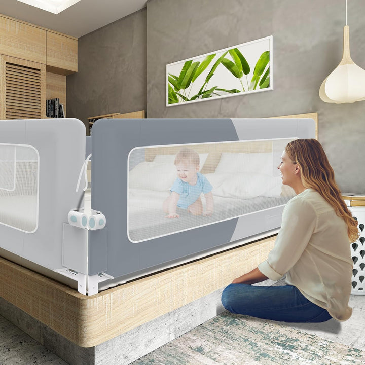 UISEBRT Bettgitter 150cm Bettschutzgitter Klappbar für Kleinkinder, Rausfallschutz Höhenverstellbar