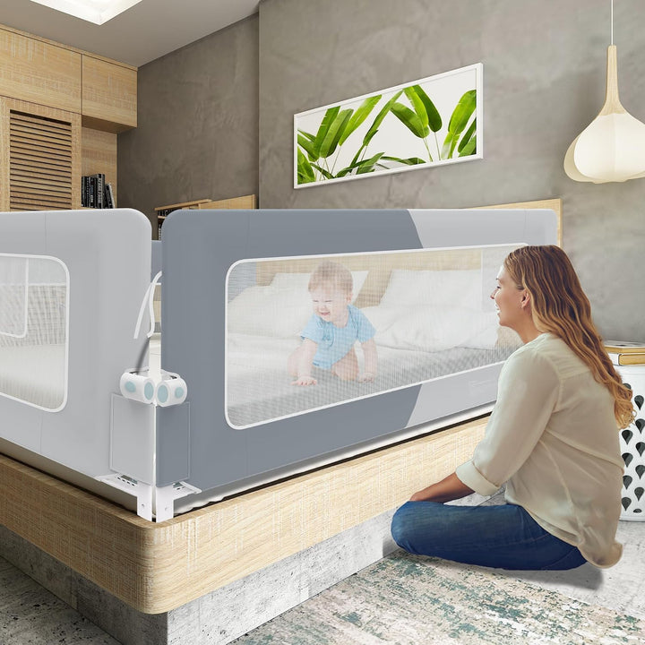 UISEBRT Bettgitter 150cm Bettschutzgitter Klappbar für Kleinkinder, Rausfallschutz Höhenverstellbar