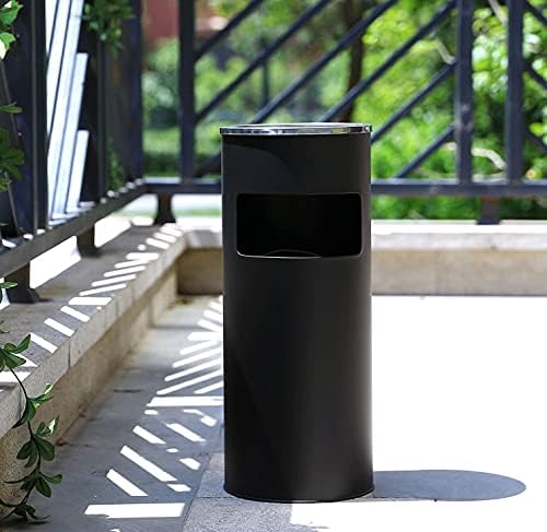 Standaschenbecher mit Papierkorb | Für Aussen und Boden mit Stahlgitter (Schwarz-1 Stück, 25 * 25 *
