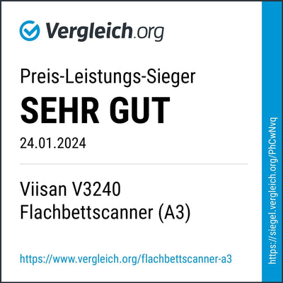 Viisan VF 3240, Flachbettscanner DIN-A3. Max. Auflösung 2400x2400 DPI. inkl. ViiScan Software für Bi