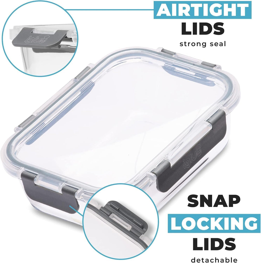 Igluu Meal Prep Glas-Frischhaltedosen mit BPA-freiem Deckel (10er-Pack) – mikrowellen-, ofen-, gefri