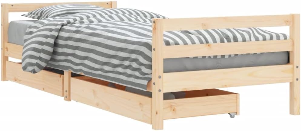 Gecheer Kinderbett mit Schubladen Hausbett Bett Holzbett Bettgestell 80x200 cm Massivholz Kiefer 80
