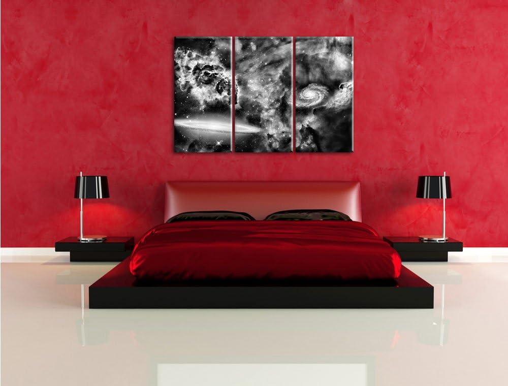 Pixxprint Galaxie mit Sternennebel als Leinwandbild/Grösse: 3 Teilig (120x80) cm/Wandbild/Kunstdruck