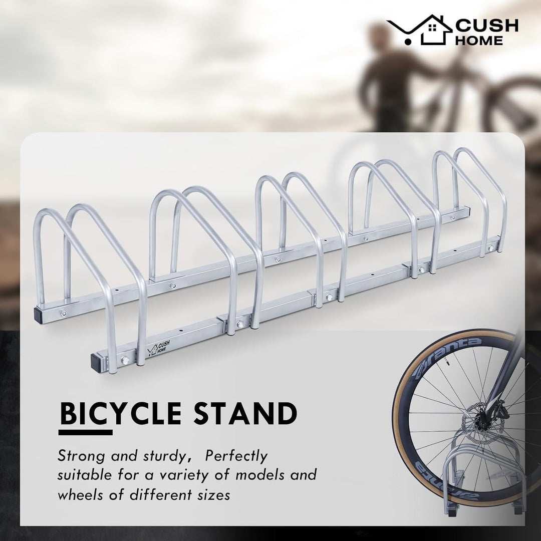 CCLIFE Fahrradständer Boden für 5 Fahrräder mit Reifenbreiten bis 55 mm Eisen Fahrradhalter 130 x 32