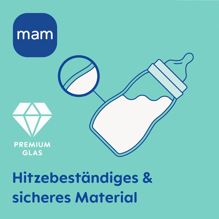 MAM Feel Good Glass Bottle Geschenk-Set | 0+ Mon | Babyflaschen-Set für Neugeborene | 94% Akzeptanz