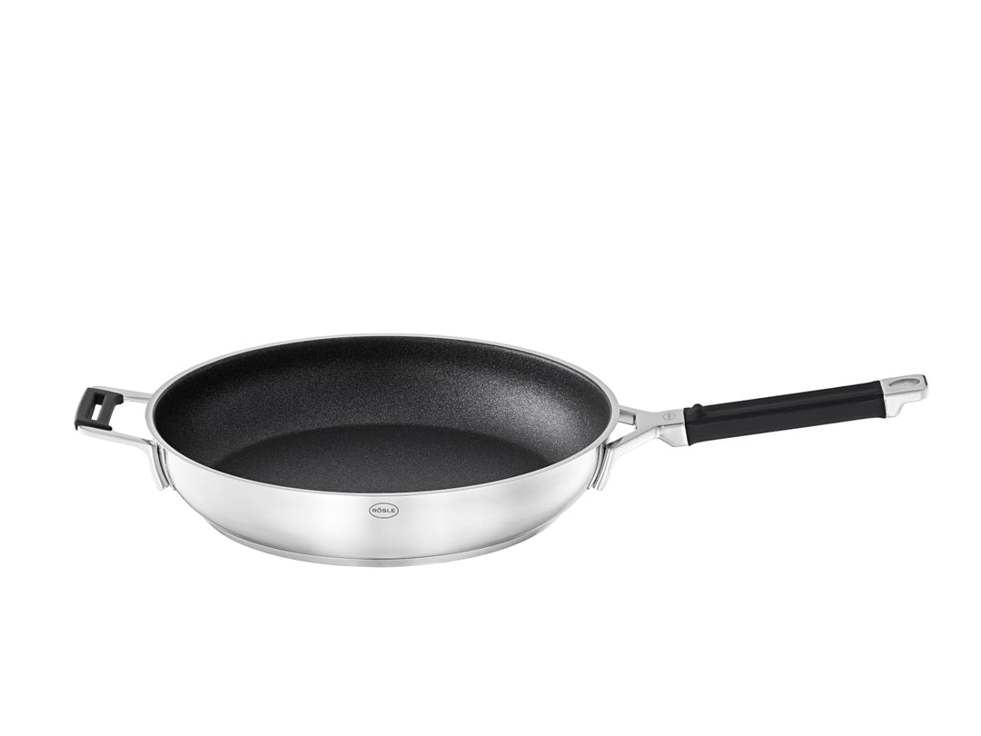 RÖSLE SILENCE PRO Bratpfanne, Pfanne mit kratzfester Premium-Antihaftversiegelung ProResist, Silikon