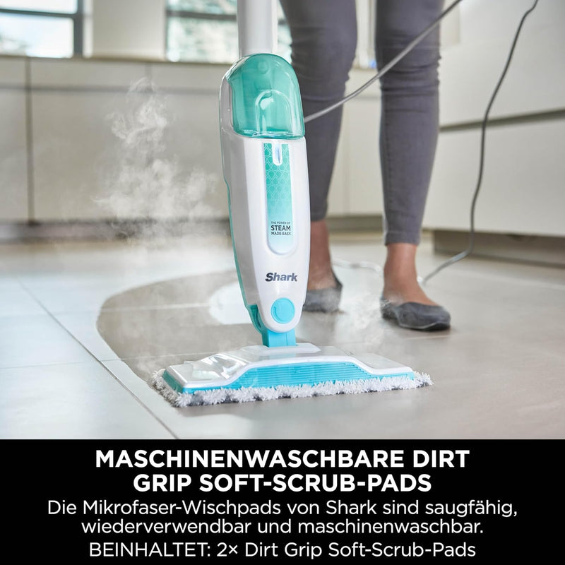 Shark Dampfreiniger [S1000EU] für Fliesen und versiegelte Hartböden, mit Dirt-Grip Mikrofaserpads, W