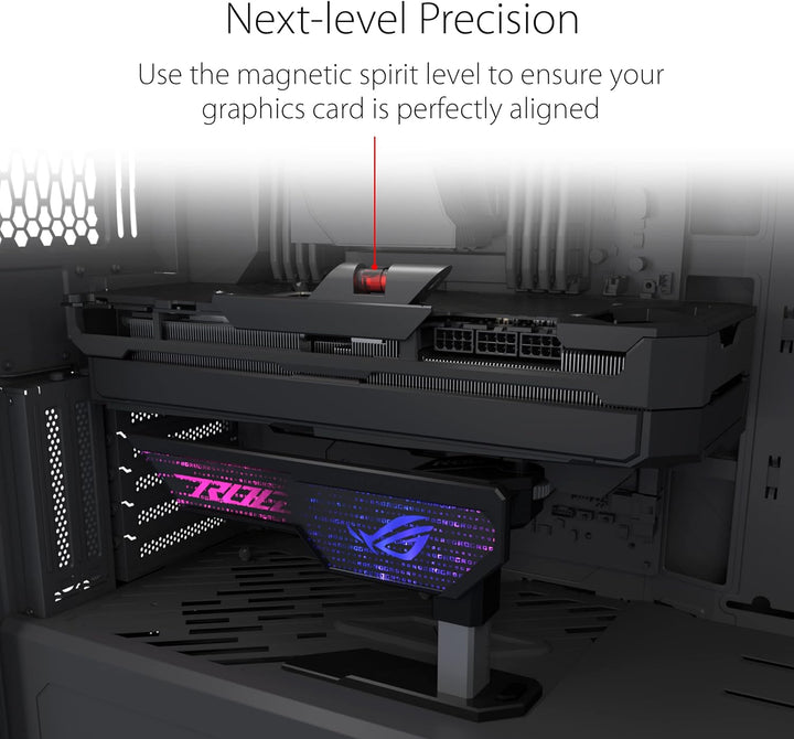 ASUS ROG Herculx Grafikkartenhalter (Stützhöhe 72-128 mm, Montage ohne Werkzeug, integrierte Wasserw