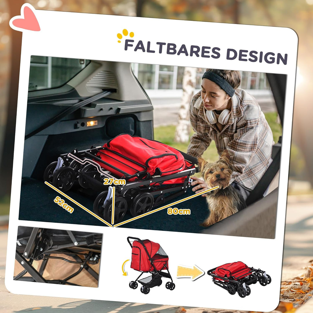 PawHut Hundebuggy Hundewagen Buggy für kleine Hunde und Katzen Haustierwagen Pet Stroller Katzenbugg