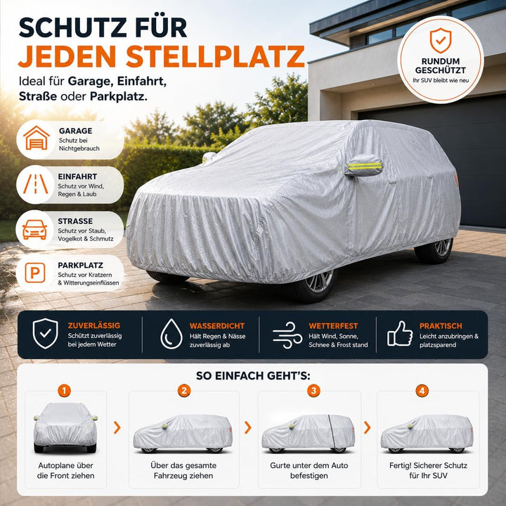SUV wasserdichte Autoschutzhülle für Schutz &amp; Abdeckung von Auto, PKW - Fahrzeug: Autoplane in Einhe