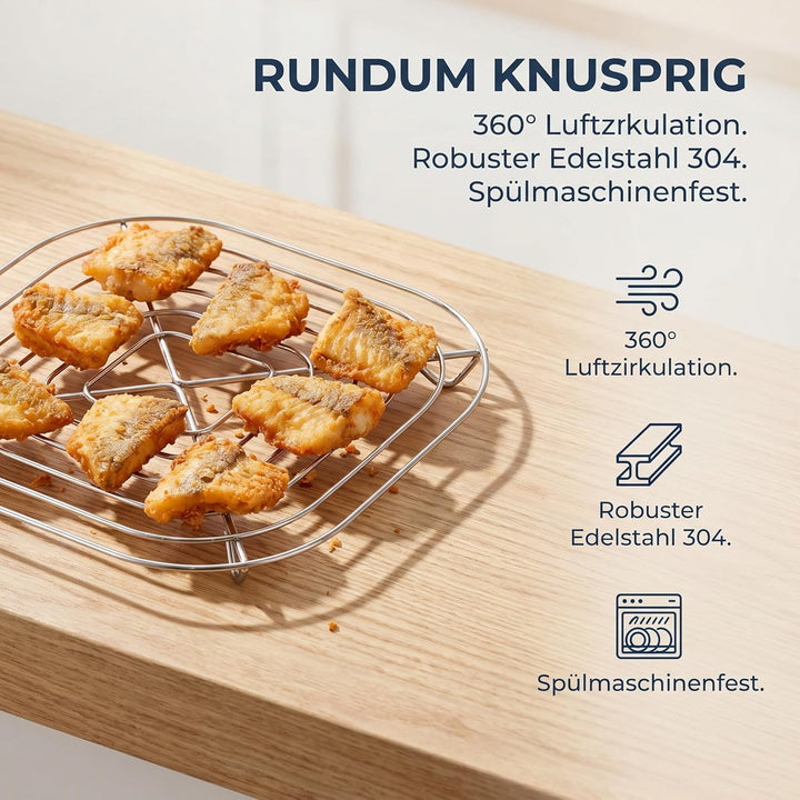 HAIWILL 2 Stück Airfryer Zubehör für Ninja Crispi FN101EU Glasbehälter 3,8L/1.4L Ersatz Grillrost Ed