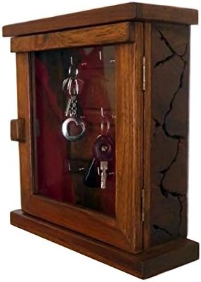 livasia Schlüsselschränkchen aus Teakholz, Schlüsselkasten, Holzschränkchen für Schlüssel (Handarbei