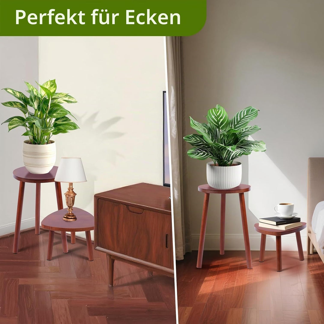 Blumenständer Holz 2er-Set, Pflanzenständer für den Innenbereich, Blumenhocker Hocker Pflanzentische