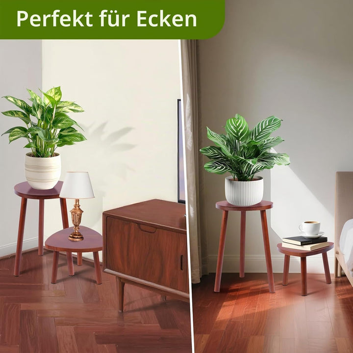 Blumenständer Holz 2er-Set, Pflanzenständer für den Innenbereich, Blumenhocker Hocker Pflanzentische