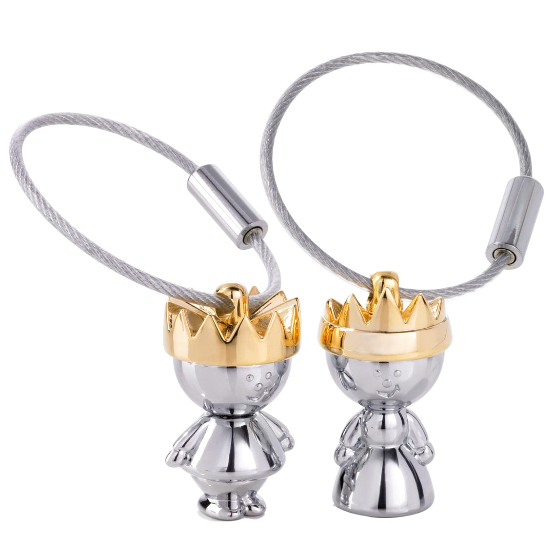 TROIKA Schlüsselanhänger Set LITTLE KING &amp; LITTLE QUEEN - KR9-38/CH - Set König &amp; Königin - in farbi