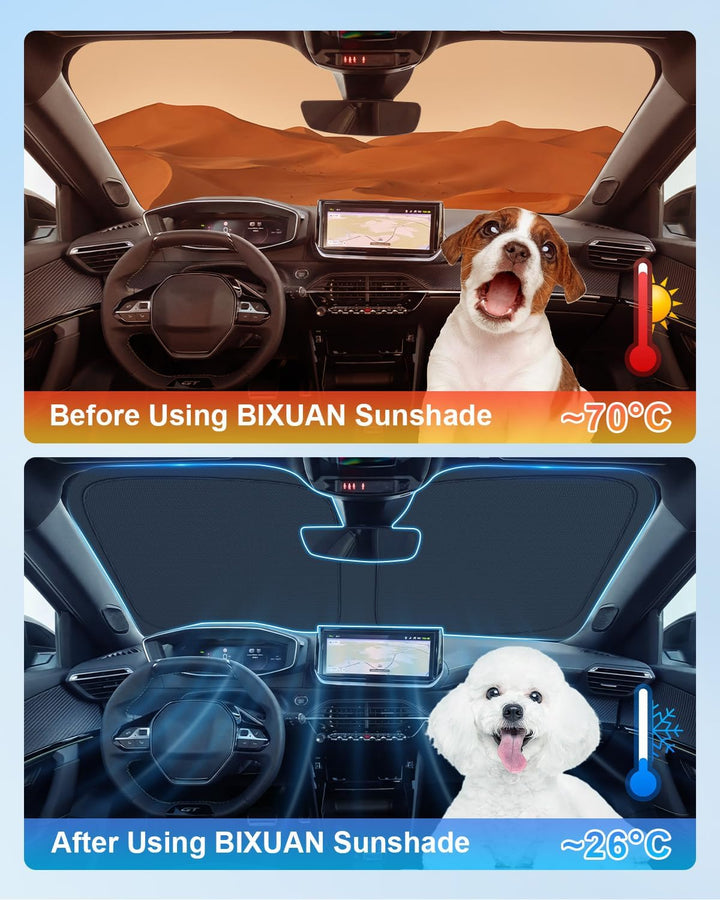 BIXUAN Frontscheiben-Sonnenschutz kompatibel mit Peugeot 2008 e-2008 P24 2020-2025 2026 Auto Sonnens
