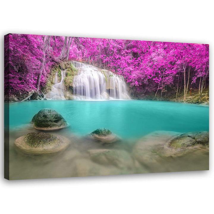 Feeby Vlies Leinwandbild Wasserfall Kaskade 120x80 cm Wanddeko Design Kunstdruck Zimmerdeko Bilderwa