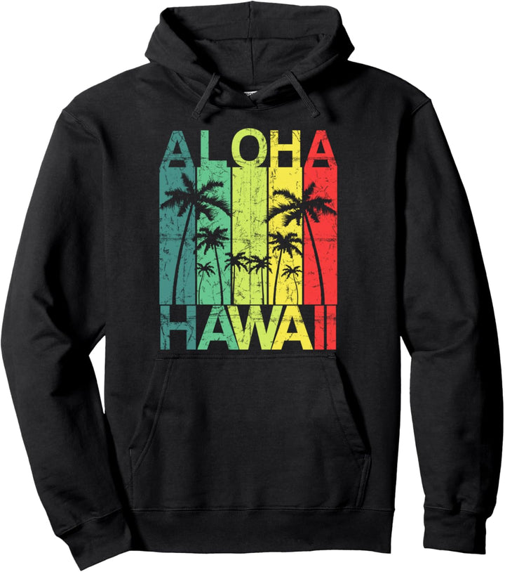 Aloha Hawaii T-Shirt Retro Surfer Palmen Insel Vintage Pullover Hoodie