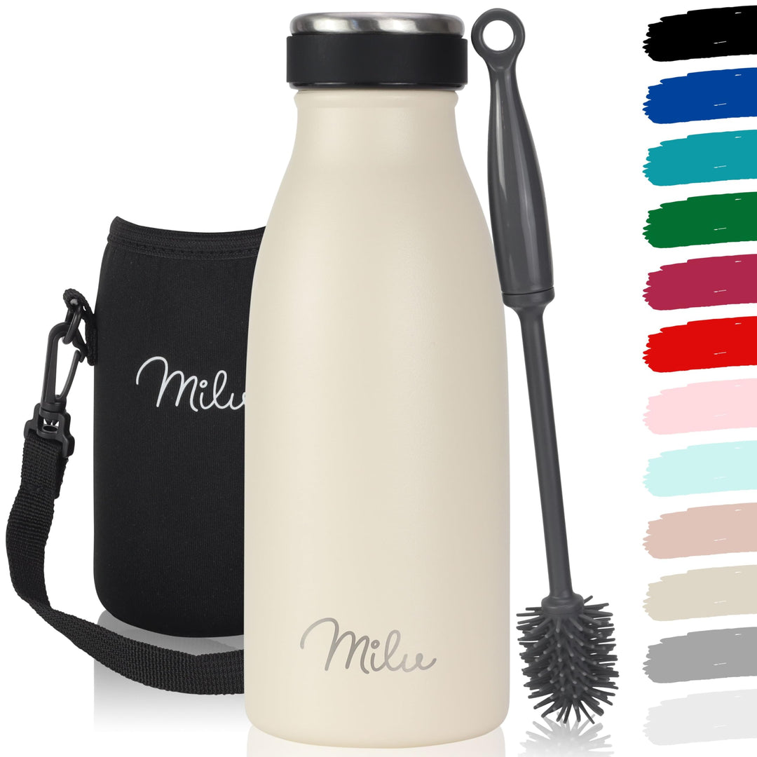 Milu Edelstahl Trinkflasche 350ml, 500ml, 750ml, 1L, 1,5L – Thermosflasche für Kinder Erwachsene aus