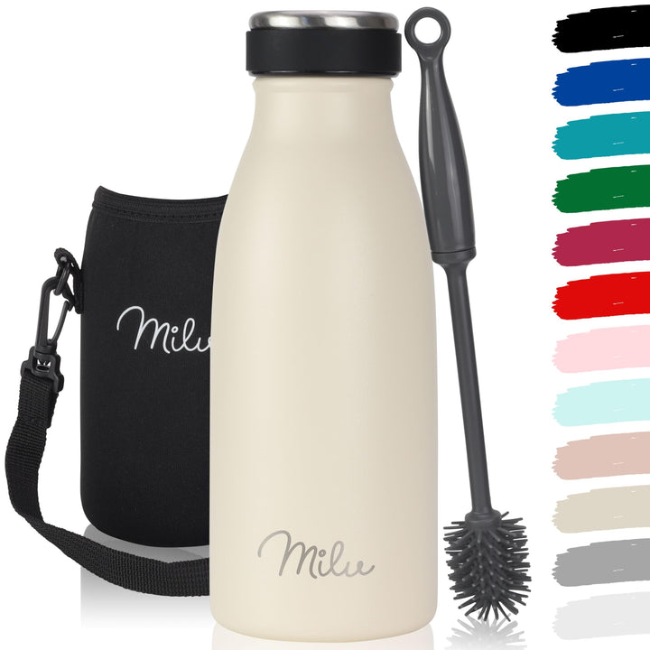 Milu Edelstahl Trinkflasche 350ml, 500ml, 750ml, 1L, 1,5L – Thermosflasche für Kinder Erwachsene aus