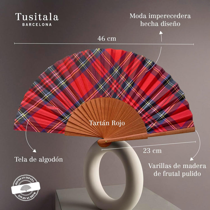 Handfächer Graue Spitze - Aus Holz und Baumwolle - 100% spanisches Handwerk - Inklusive natürlicher