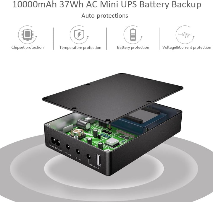 Mini UPS Unterbrechungsfreie Stromversorgung für Router, Modem, Kamera mit Eingang AC Ausgang USB 5V