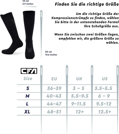 CFA V2 Qualitäts-Kompressionssocken für Männer und Frauen - Ideal fürs Laufen, Fitnessstudio, Radfah