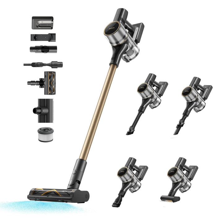 Mova S5 Sense Akku Staubsauger, bis zu 97 Minuten Laufzeit, Staubsauger Kabellos, Multibodenbürste,